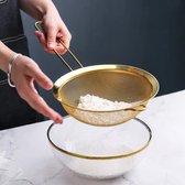 WiseGoods Luxe Gouden Zeef met Handvat - Keuken Vergiet - Keukengerei - Koken - Bakken - Afgieten - Roestvrij Staal - 20CM - Goud