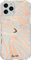Casetastic Apple iPhone 12 / iPhone 12 Pro Hoesje - Softcover Hoesje met Design - Leaves Coral Print