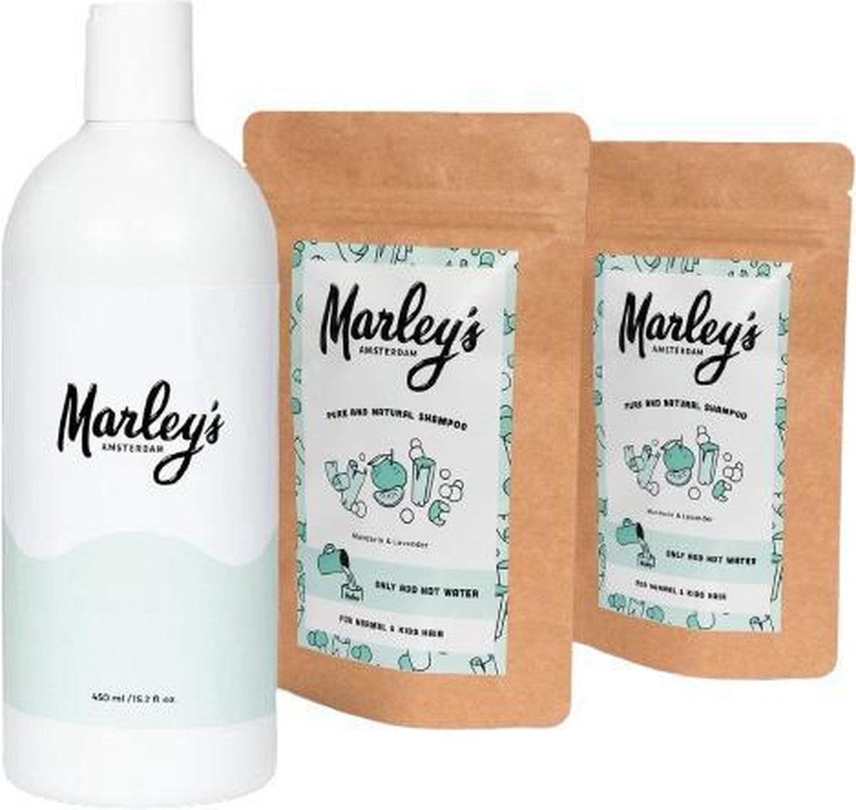 Marley’s Amsterdam - Shampoo Set Mandarin & Lavandin Normal Hair - 2 x 450 ml + 1 st