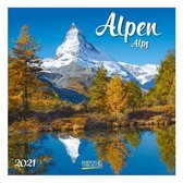 Comello Wandkalender Alpen 30 X 30 Cm Papier Blauw/groen