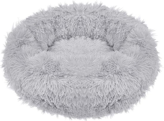 Springos Hondenmand | Superzacht en Luxe | Wasbaar | Donut | Fluffy | Hondenkussen | 110 cm | Licht Grijs