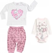 Disney Aristocats set - Marie - 3-delig - romper + broek + shirt - wit / roze - maat 62/68