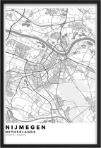 Poster Stad Nijmegen - A4 - 21 x 30 cm - Inclusief lijst (Zwart Aluminium) Citymap Nijmegen - Stadsposter - Plaatsnaam poster Nijmegen / Noviomagus - Stadsplattegrond