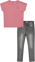 Koko Noko BIO Basics Set(2delig) Jeans Nelly Grey en Shirt Noemi bright pink - Maat 98/104
