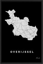 Poster Provincie Overijssel - A3 - 30 x 40 cm - Inclusief lijst (Zwart MDF)