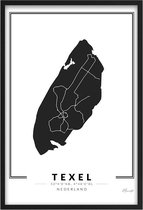 Poster Eiland Texel - A2 - 42 x 59,4 cm - Inclusief lijst (Zwart Aluminium)