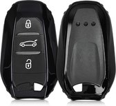 kwmobile autosleutelbehuizing voor Peugeot Citroen 3-knops Smartkey autosleutel (alleen Keyless Go) - Sleutelbehuizing autosleutel - Sleutelhoes in hoogglans zwart