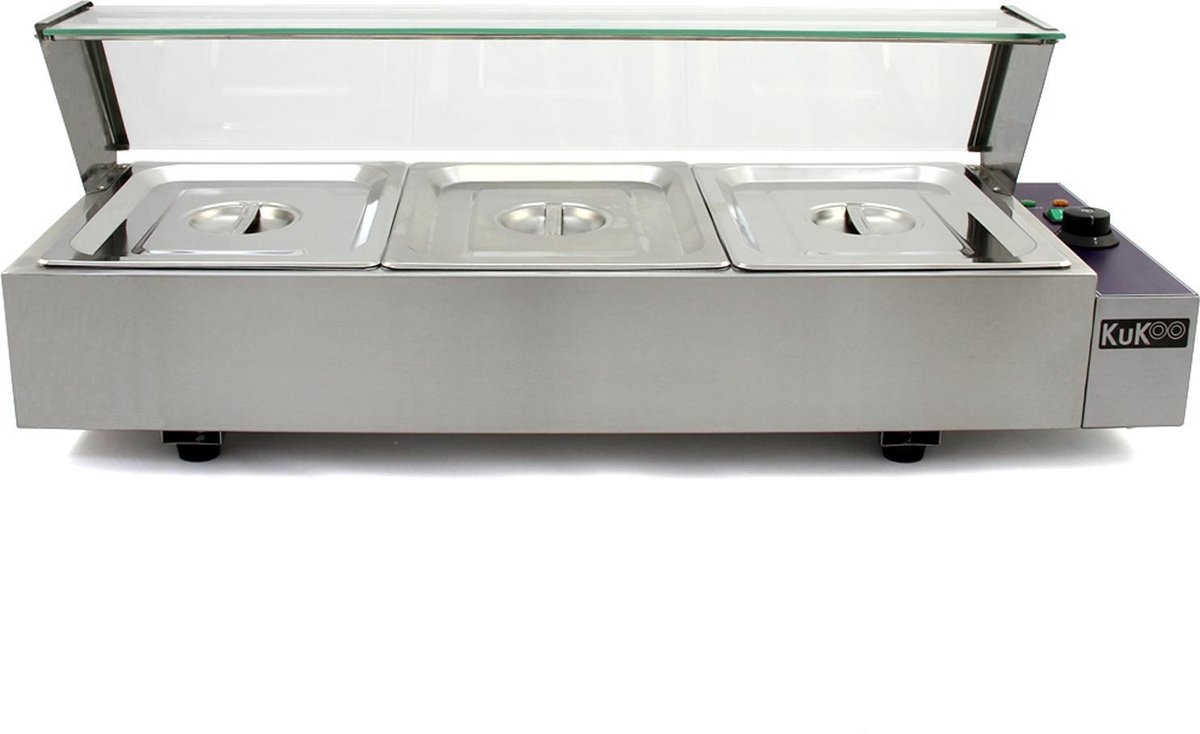 KuKoo 3 Chafing Dish Au Bain Marie Warmhoud Schalen
