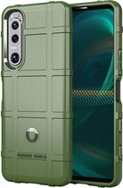 Sony Xperia 5 III hoesje - Rugged Shield TPU Gelcase - Groen - GSM Hoesje - Telefoonhoesje Geschikt Voor: Sony Xperia 5 III