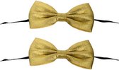 2x stuks gouden verkleed vlinderdas/strikje 13.5 cm - Carnaval verkleedkleding accessoires