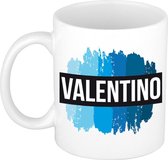 Valentino naam cadeau mok / beker met  verfstrepen - Cadeau collega/ vaderdag/ verjaardag of als persoonlijke mok werknemers