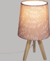 Lampe de nuit Atmosphera enfant rose clair avec abat-jour - Lampe de table - Lampe de bureau avec socle en bois - H23,5 cm