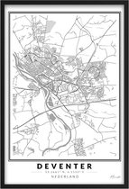 Poster Stad Deventer - A2 - 42 x 59,4 cm - Inclusief lijst (Zwart Aluminium)