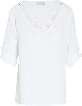 Cassis - Female - Linnen blouse met geborduurd detail  - Wit