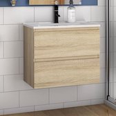 Badkamermeubel eiken 60 cm wastafel met onderbouw incl. 2 lades soft-close functie | bol.com