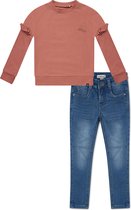 Koko Noko BIO Basics Set(2delig) Jeans NORI blauw en Sweater Nova Dusty Pink - Maat 122/128
