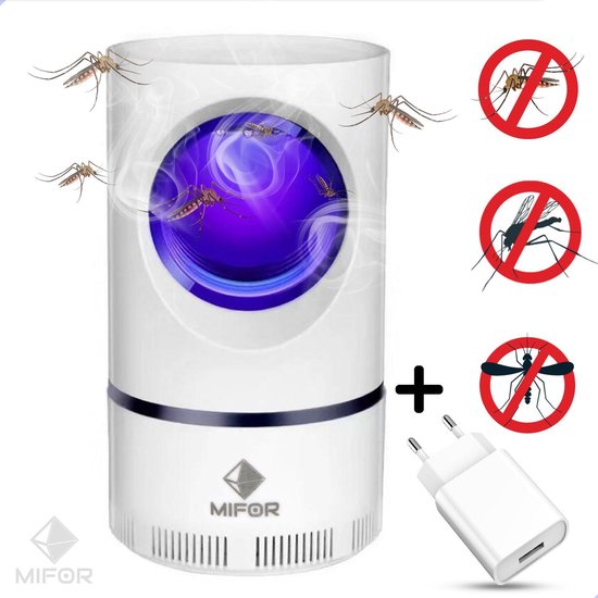 MIFOR® Elektrische UV Muggenlamp - GRATIS USB ADAPTER - insectenverdelger - Grote Insecten / vliegen lamp - Muggen vanger / val - Elektronische insectenkiller - Fly insect killer - Muggendoder - Mosquito trap- Antimuggenlamp- Muggenval- Insectenlamp