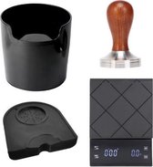 Barista set  - 53mm - houten tamper - tampermat - barista weegschaal - uitklopbak