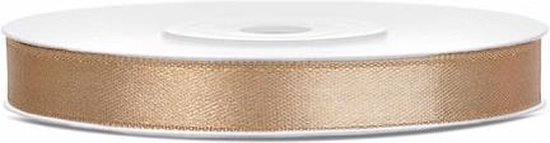 Partydeco - Satijn lint champagne 6mm/rol 25m