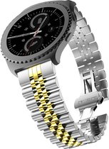 Fungus - Smartwatch bandje - Geschikt voor Samsung Galaxy Watch 3 45mm, Gear S3, Huawei Watch GT 2 46mm, Garmin Vivoactive 4, 22mm horlogebandje - Metaal - Vijf - Zilver goud