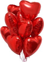 Ballons Hartjes rouges 10 pièces avec rouleau de ruban doré| Ballons en aluminium pour la Saint-Valentin | Ballon d'hélium | Blons de fête | Décoration romantique - 45cm