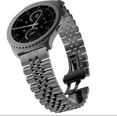 Smartwatch bandje - Geschikt voor Samsung Galaxy Watch 3 45mm, Gear S3, Huawei Watch GT 2 46mm, Garmin Vivoactive 4, 22mm horlogebandje - RVS metaal - Fungus - Vijf Schakel - Zwart