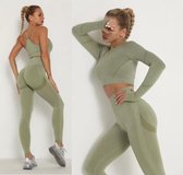 SALSPOR - Dames Legging voor Fitness / Workout - Sexy Gym Sportbroek Workout sportlegging - Hoge Taille voor Fitness - Push Up Fitness Vrouwelijke - Kleur Gras groen - Maat M