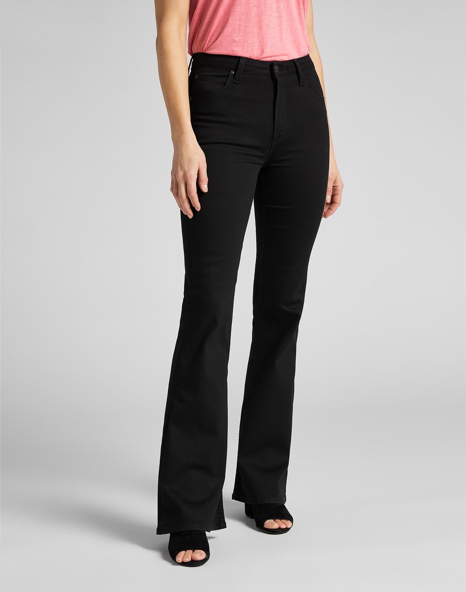 LEE BREESE RINSE FLARE JEANS-DAMES Zwart