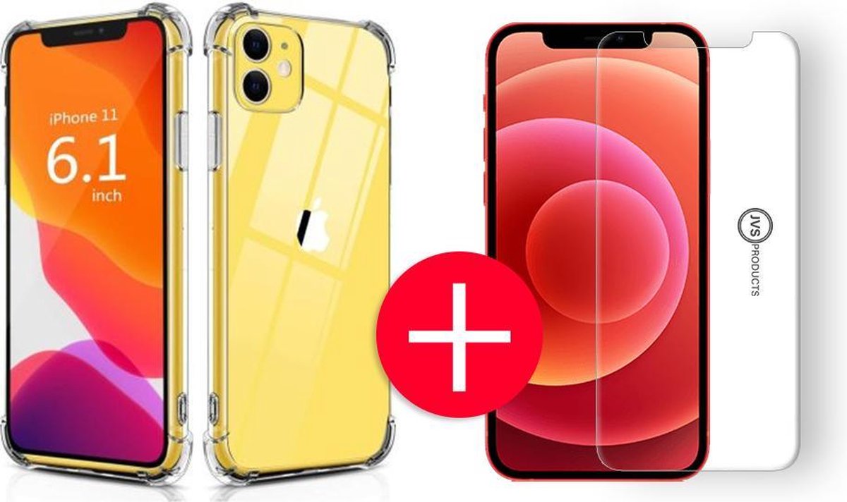 Hoesje geschikt voor iPhone 11 + Screenprotector - Transparant - Hoes - Cover - Case - Screenprotector kit
