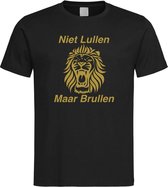 Zwart EK voetbal T-shirt met “ Niet Lullen Maar Brullen “ print Goud maat XXXXL