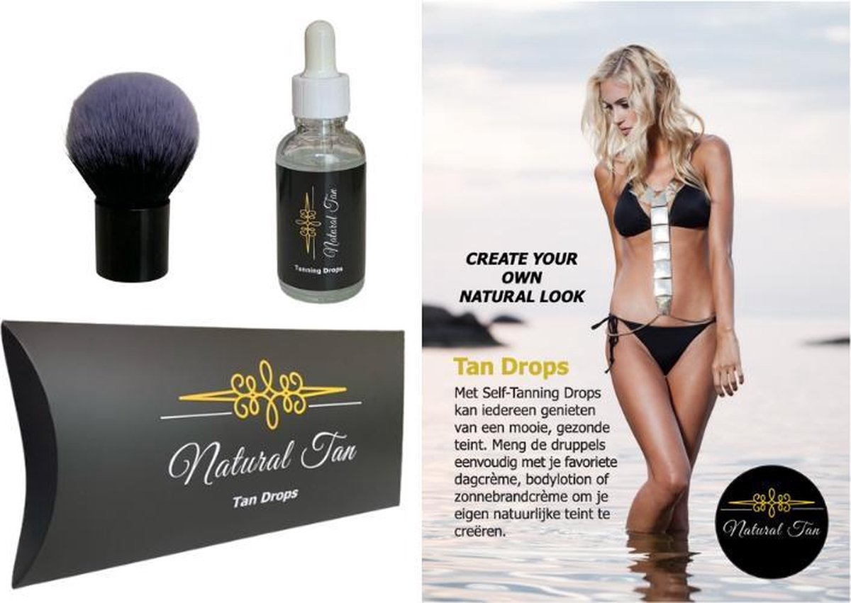 Natural Tan - Tan Drops met kwast Vanilla - zelfbruiner- 30ml