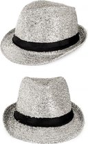 4x stuks kojak verkleed hoedje zilver met glitters - Feesthoeden feest/party/verkleed/carnaval hoeden