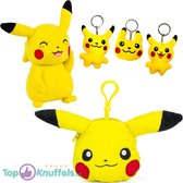 Pokémon Pikachu Pluche Portemonnee + Pokemon Pikachu Pluche Knuffel 20 cm + Pikachu Sleutelhanger!  | Pokemon Pika Coin Purse | Speelgoed voor kinderen jongens meisjes