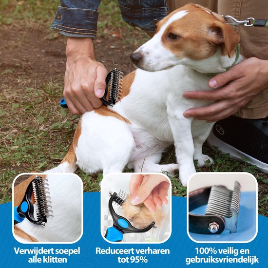 BluePet Zelfreinigende borstel 2.0 voor grote honden en katten met lang haar, borstel voor dode haren voor katten en honden (Versie 1.0 Roze