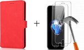 GSMNed - Leren telefoonhoesje rood - Luxe iPhone 12/12 Pro hoesje - portemonnee - pasjeshouder iPhone 12/12 Pro - rood - 1x screenprotector iPhone 12/12 Pro