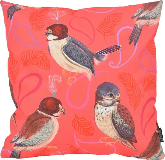 Housse de coussin Oiseaux d'amour rouge / Vogels | Plein air / Extérieur | Coton / Polyester | 45 x 45 cm