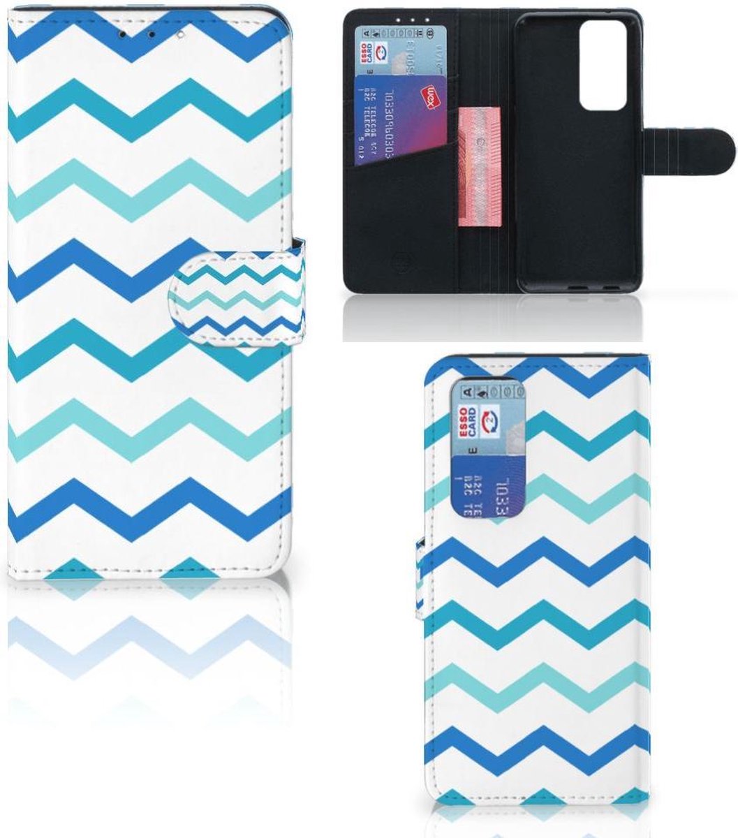 OPPO Find X3 Neo 5G Telefoon Hoesje Zigzag Blauw