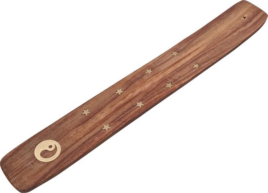 Wierookhouder houten plankje Yin Yang - Wierookbrander - wierookhouder