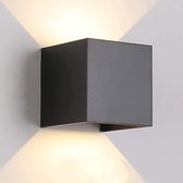 Living Nine Wandlamp – 10×10 cm – 12 Watt  - Zwart - Kubus Lamp – Voor Binnen en Buiten – industrieel