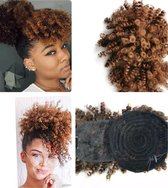Afro Hair Bun Puff Kinky Curl Clip In Extensions knot #30