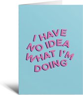 Kaart - I Have No Idea What I'm Doing - Grappig - Verjaardag - Blauw - Roze