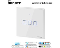 Sonoff - WiFi + RF - Drievoudige Schakelaar - Wit - 3-Gang Touchschakelaar  - Glazen... | bol.com