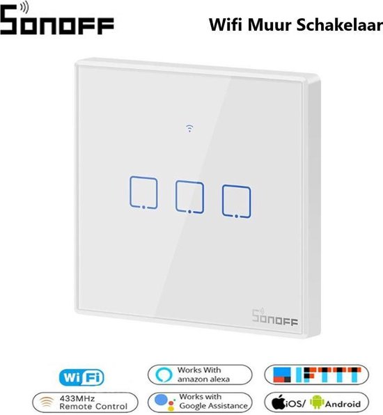 Sonoff - WiFi + RF - Triple interrupteur - Wit - Interrupteur tactile  3-Gang - Panneau... | bol.com
