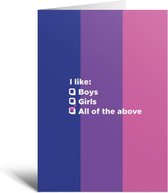 Kaart - I Like ... - Bisexual - Roze - Paars - Blauw - LGBTQ - LGBT - LHBT - Gay - Lesbian