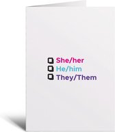 Kaart - She/Her - He/Him - They/Them - Verjaardag - Regenboog - Roze - Paars - Blauw - LGBTQ - LHBT
