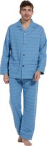 Robson Heren pyjama flanel knoopsluiting 27202-701  - 66  - Blauw