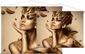 Vrouw met de Gouden veren,  - Foto op Textielposter - 120 x 90 cm