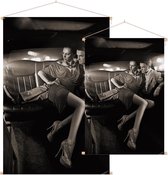 Jaren 50 Stel in auto,  - Foto op Textielposter - 90 x 135 cm