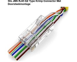 JMS® RJ45 EZ Type Krimp Connector Met Doorsteekmontage Voor CAT5, CAT5e en CAT6 UTP Netwerkkabel. - 50 stuks