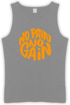 Grijze Tanktop met " No Pain No gain “ print Oranje size XXXXL